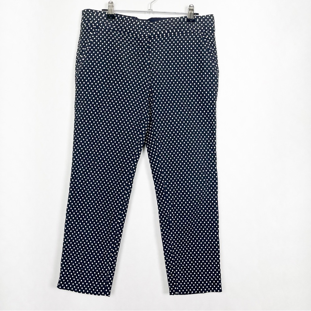 Tory Burch Owen‎ Jaquard Polka Dot Navy Blue White Ankle Cropped Pants Size 8